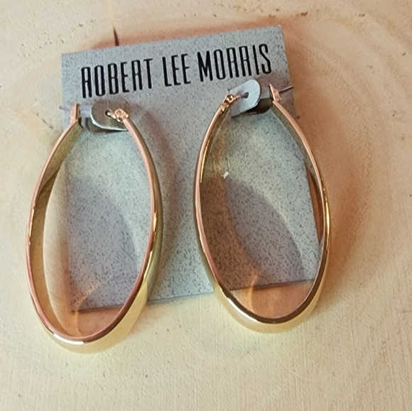 🏷 CLEARANCE! Robert Lee Morris Soho Thick Oval Hoop Earrings - Picture 5 of 7